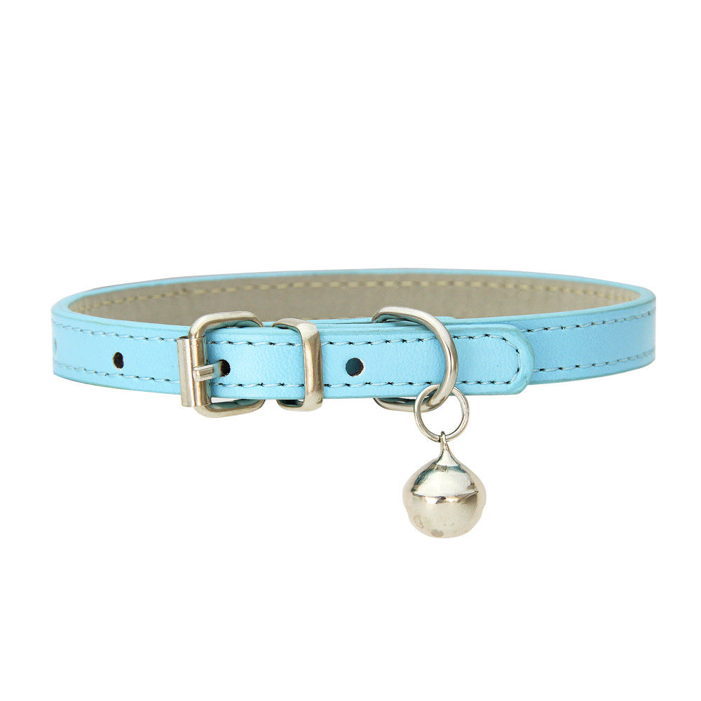 Japanese Style Bell PU Leather Leash Pet Dog Collar