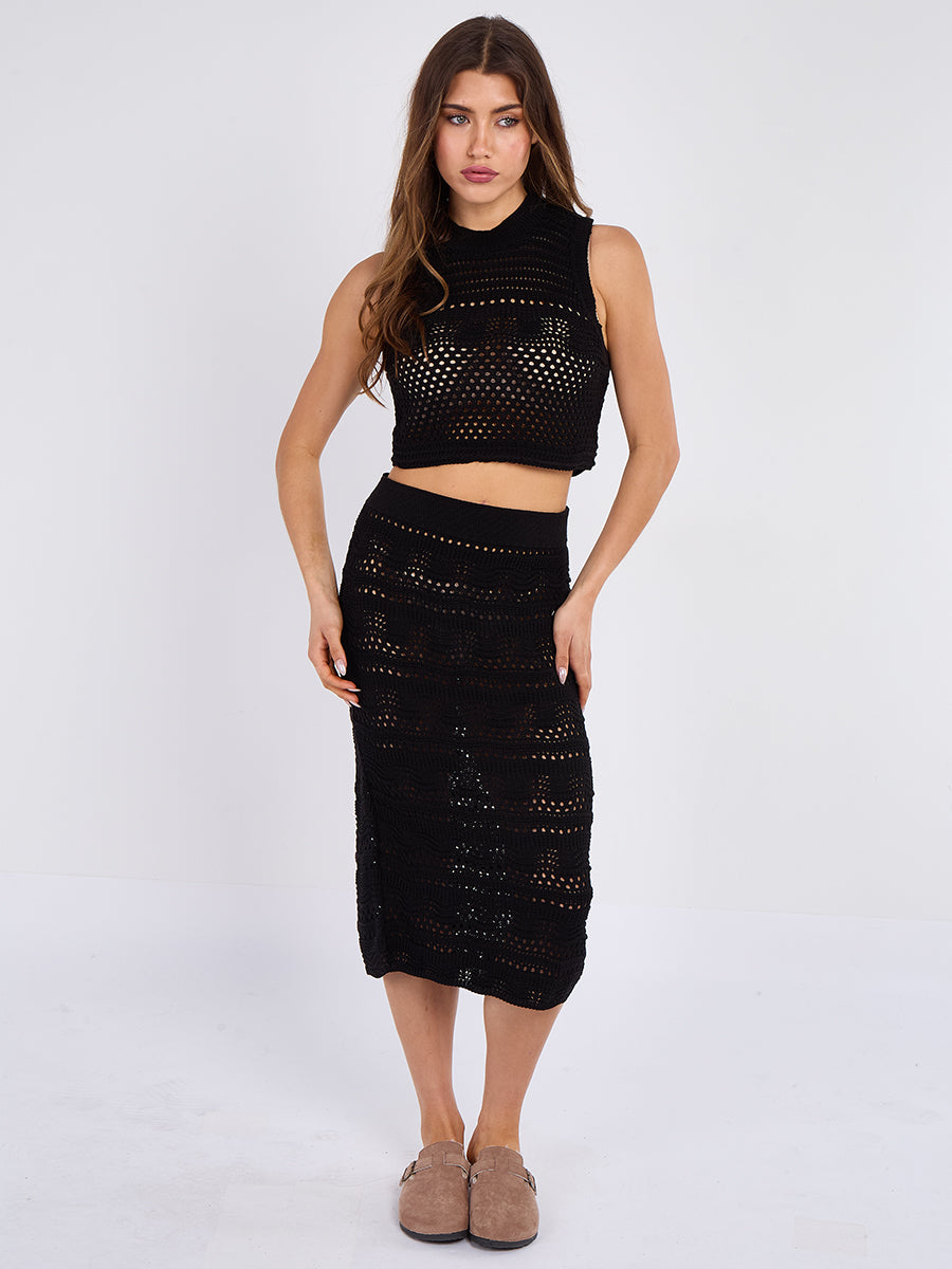 Knitted Crop Top & Maxi Skirt Co-ord