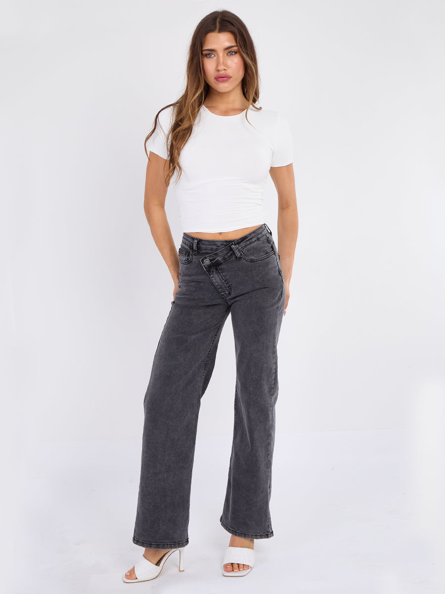 Asymmetric Waist Denim Jeans