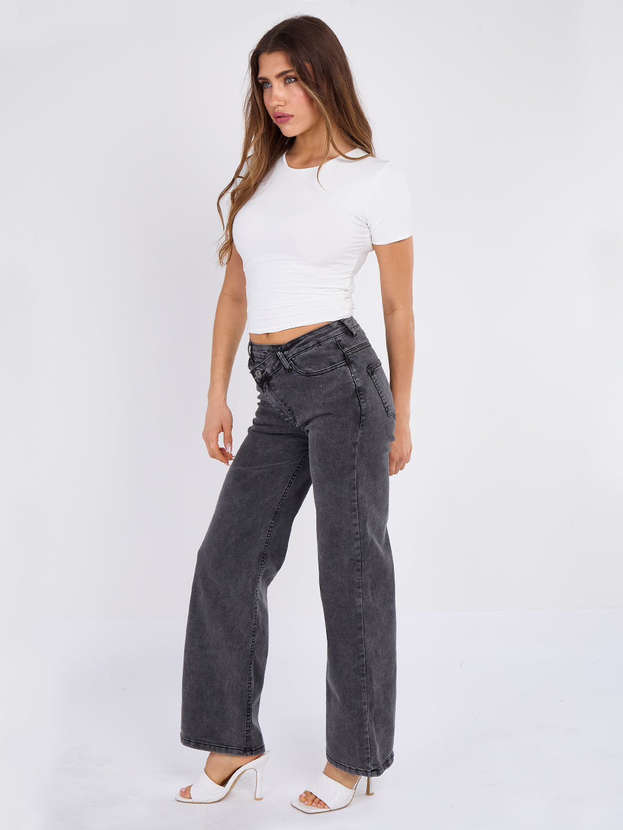 Asymmetric Waist Denim Jeans