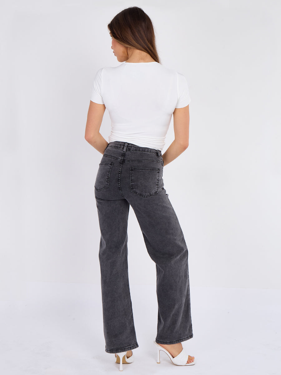 Asymmetric Waist Denim Jeans