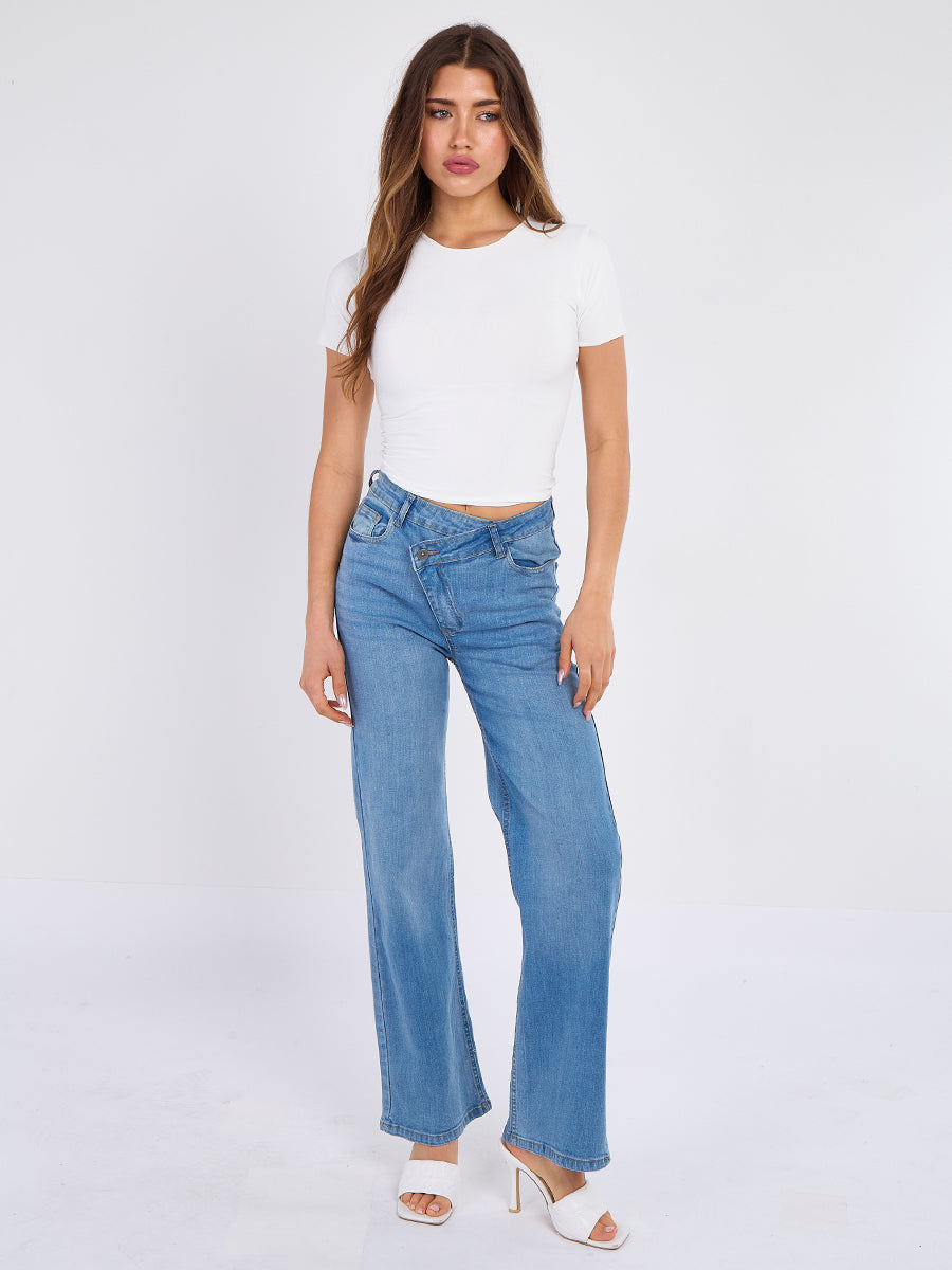 Asymmetric Waist Denim Jeans