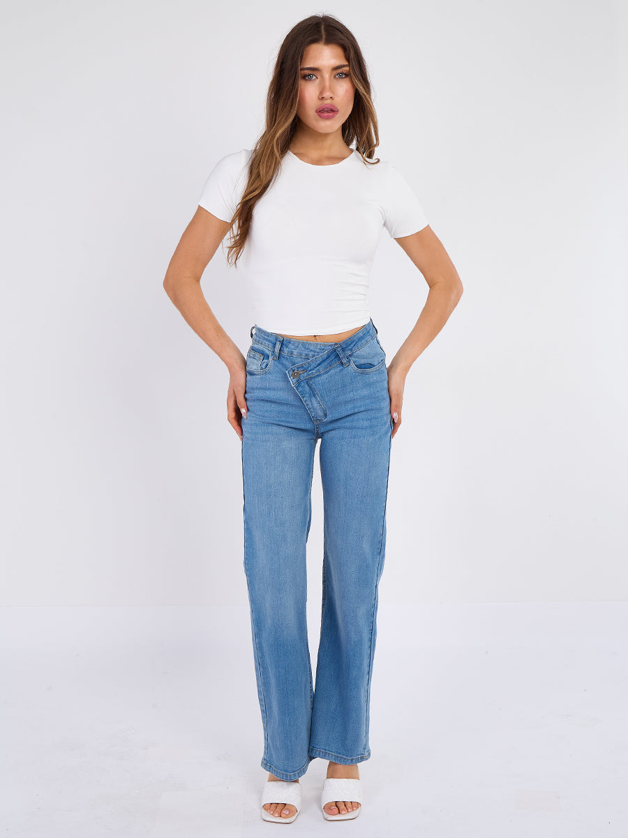 Asymmetric Waist Denim Jeans