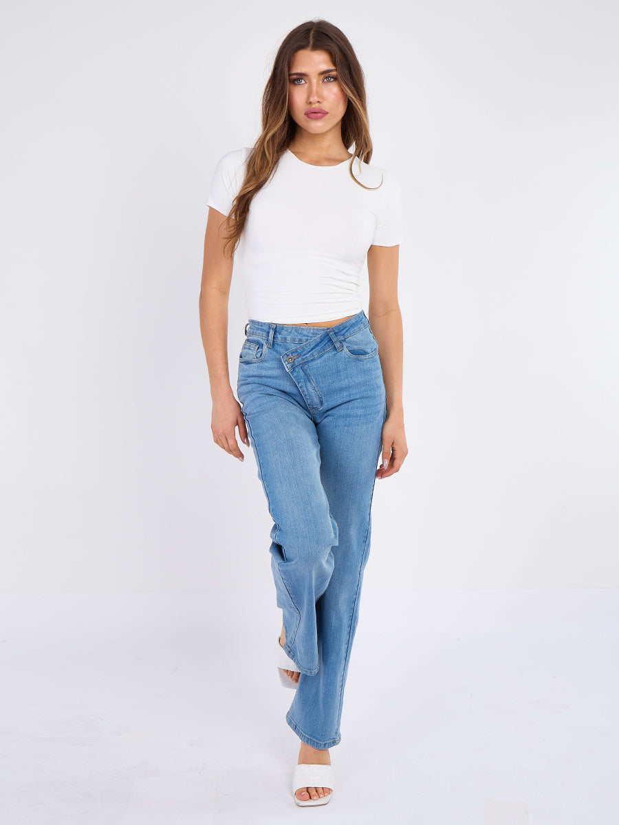 Asymmetric Waist Denim Jeans