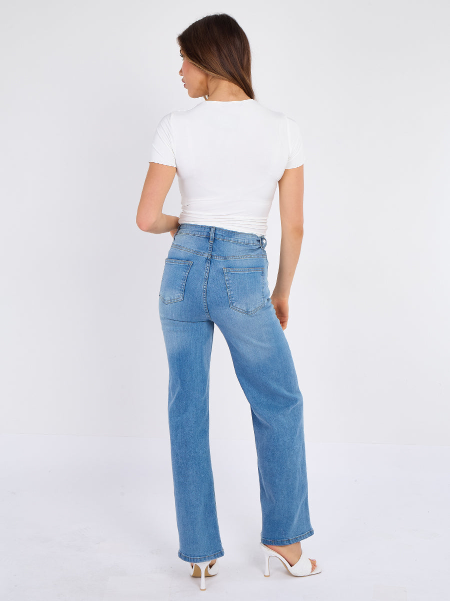 Asymmetric Waist Denim Jeans