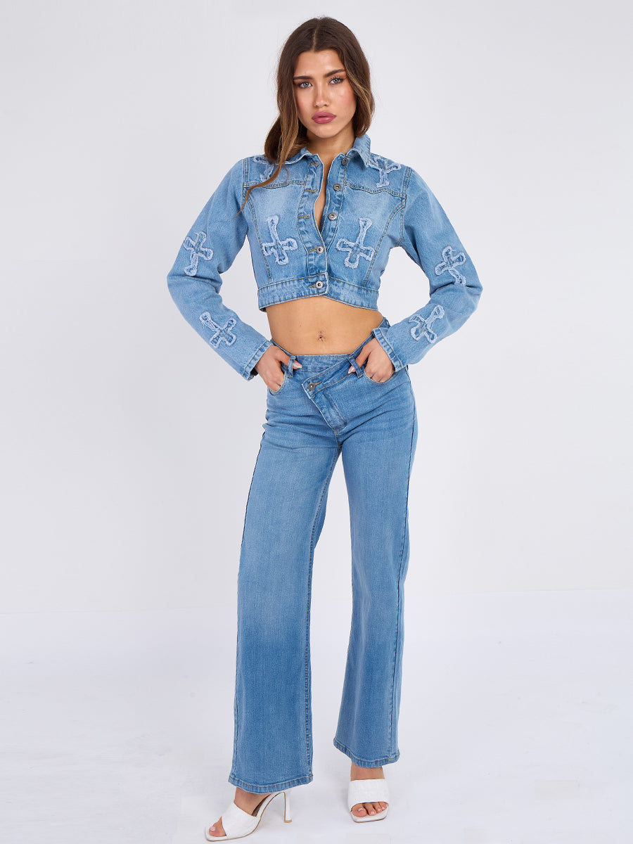 Asymmetric Waist Denim Jeans
