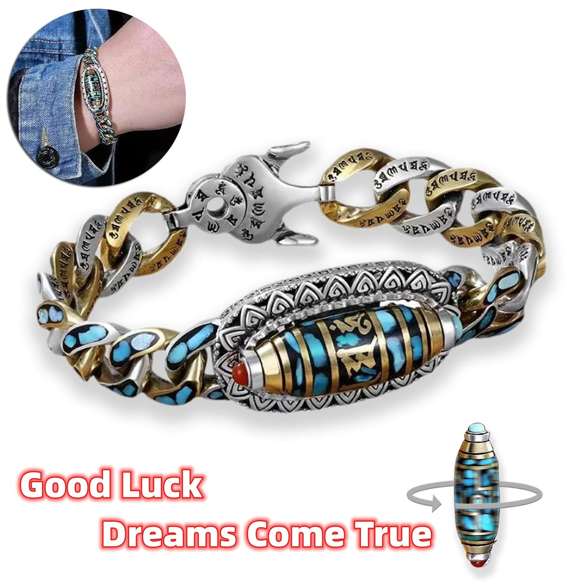 Retro Nine Eye Pearl Spinning Bracelet