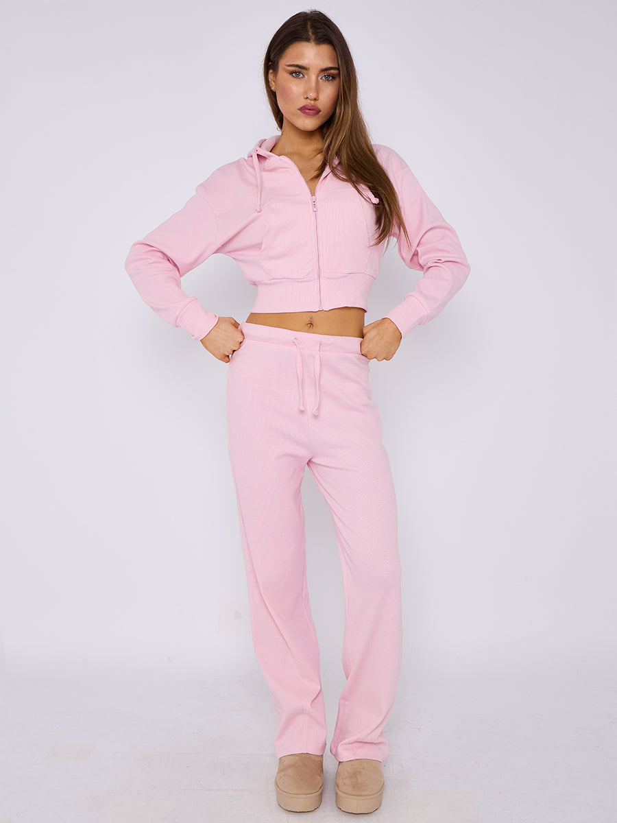 Soft Ribbed Zip Hoodie & Trouser Co-ord