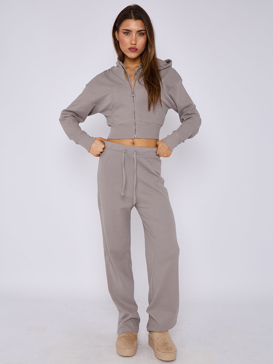 Soft Ribbed Zip Hoodie & Trouser Co-ord