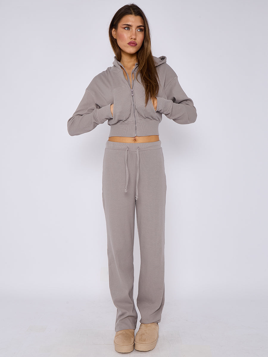Soft Ribbed Zip Hoodie & Trouser Co-ord