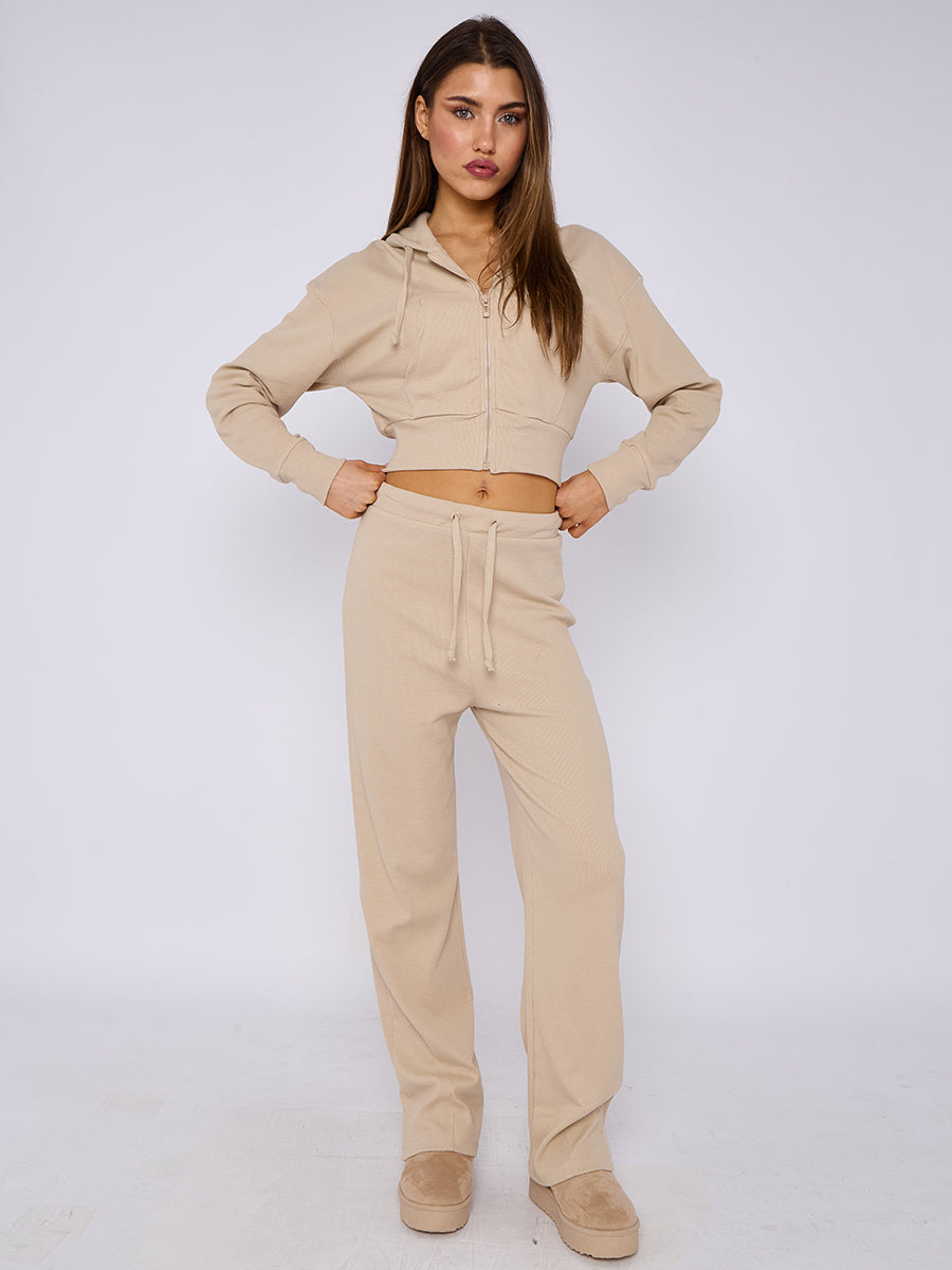 Soft Ribbed Zip Hoodie & Trouser Co-ord
