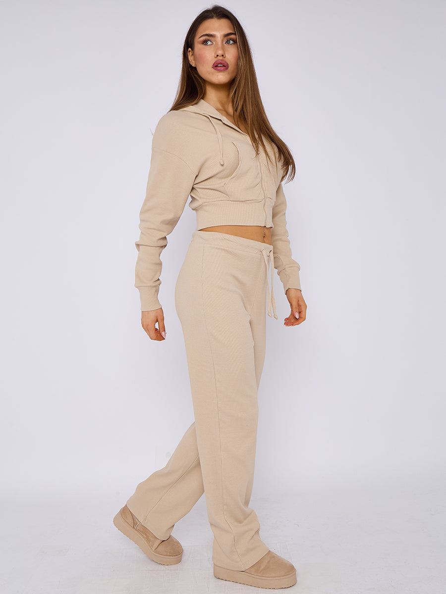 Soft Ribbed Zip Hoodie & Trouser Co-ord