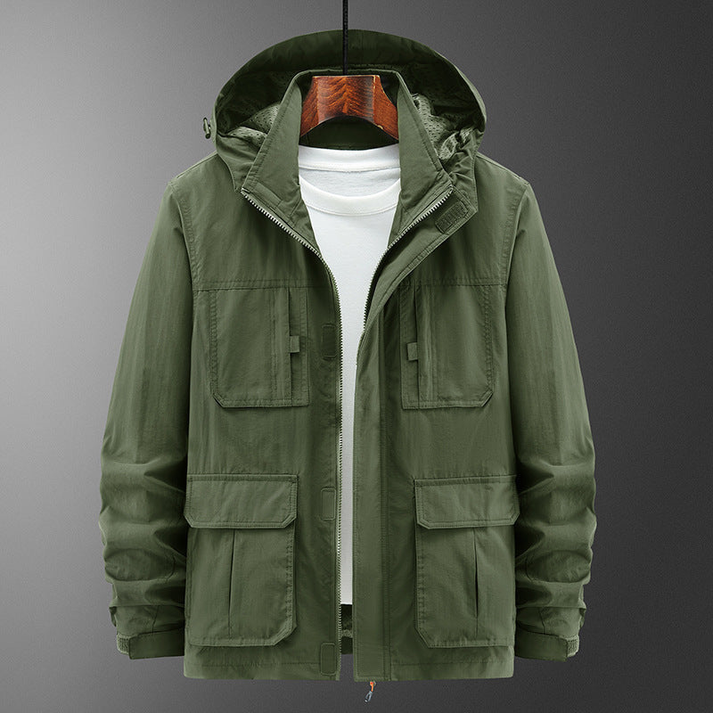 Men’s Fashion Casual Loose Outdoor Shell Jacket – Lightweight Windbreaker Coat