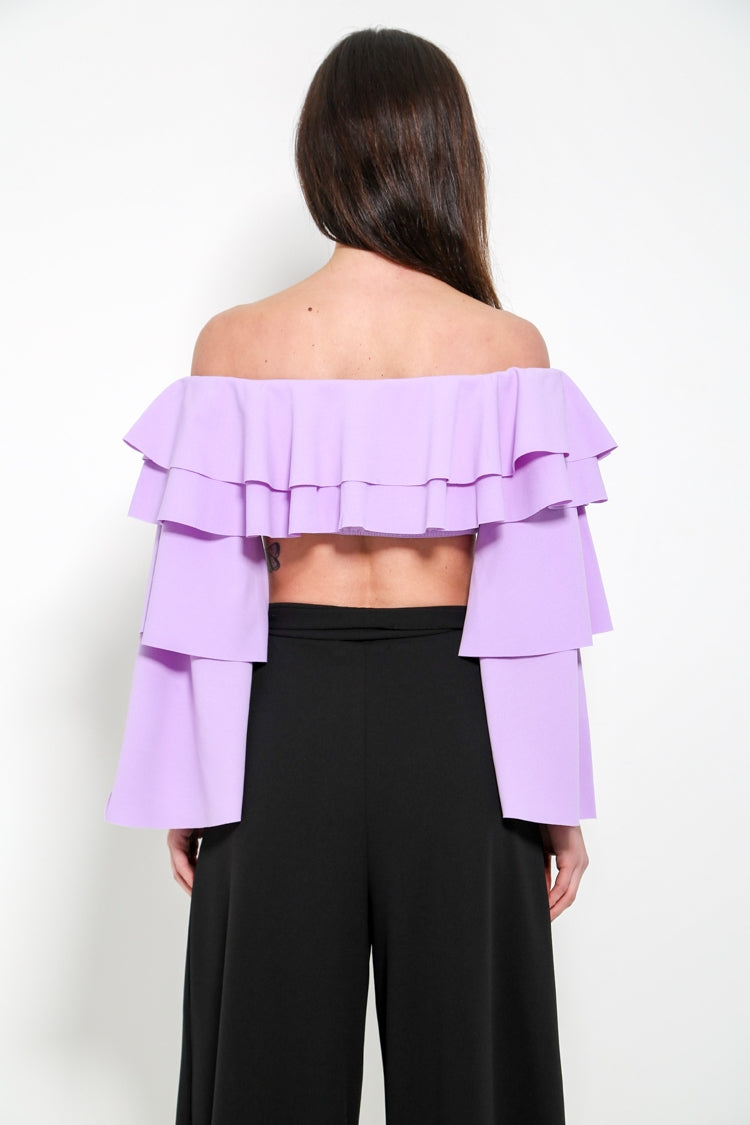 Extreme Layered Frill Bardot Crop Top