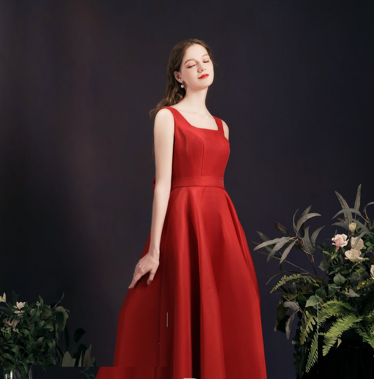 Retro Simple Dinner Backless Midi Dress For Women