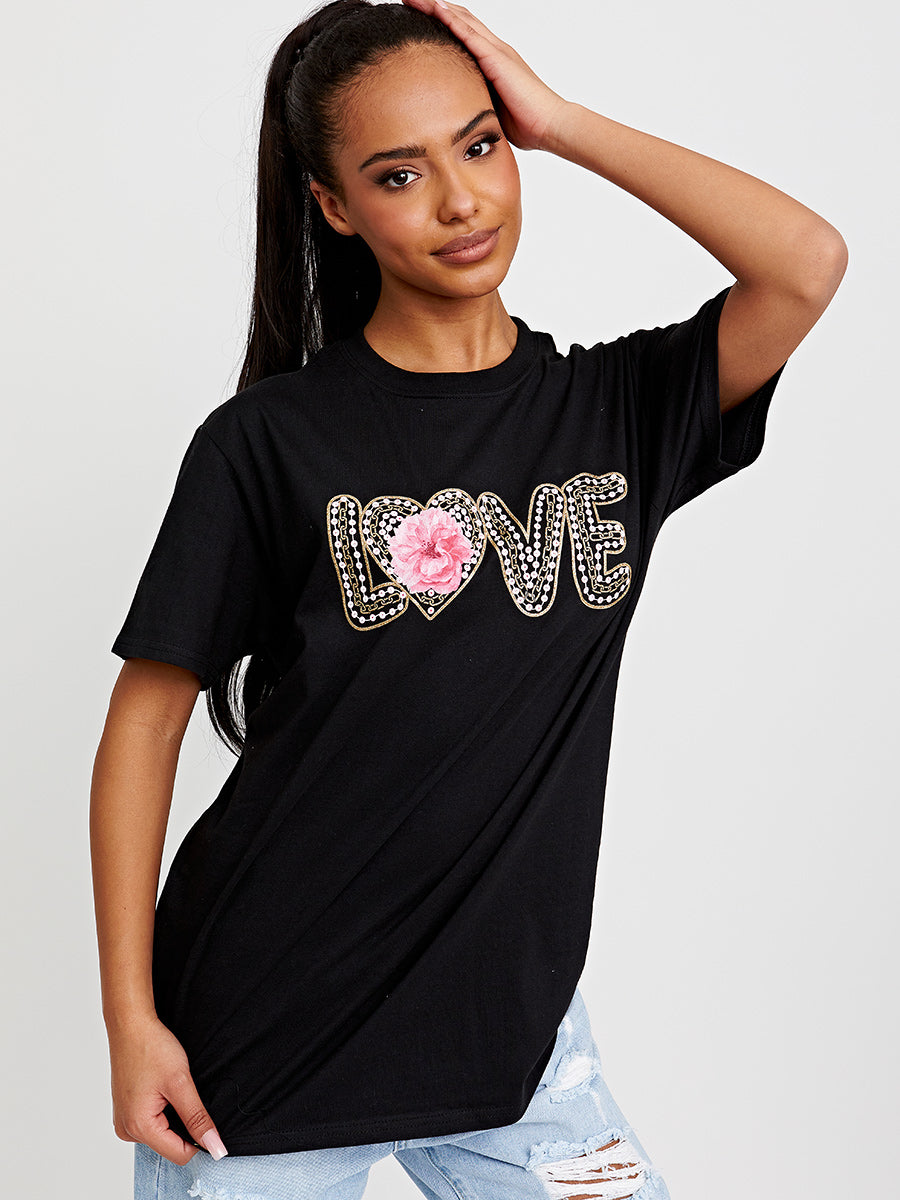 Rose Love Graphic Printed T-Shirt