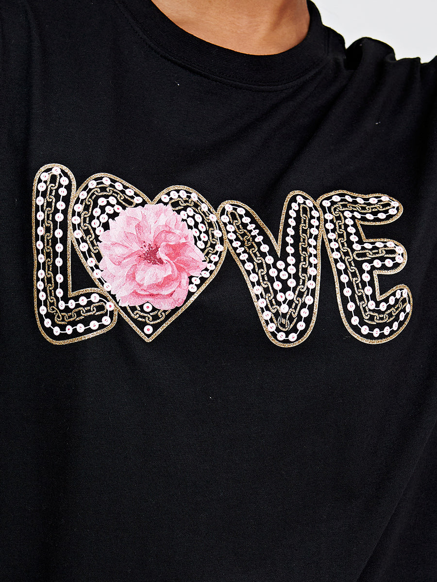 Rose Love Graphic Printed T-Shirt