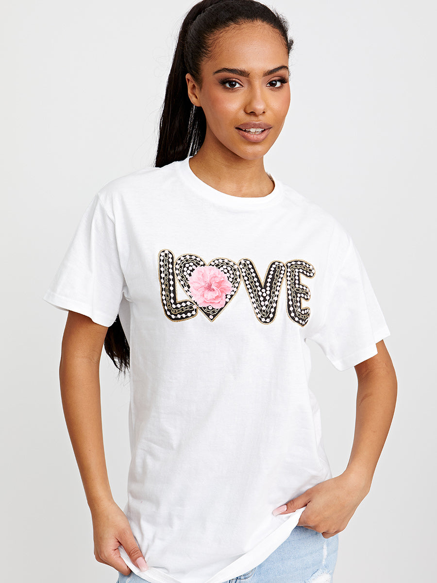 Rose Love Graphic Printed T-Shirt