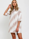 Tie Dye Stripe Oversized Boyfriend Tunic T-Shirt