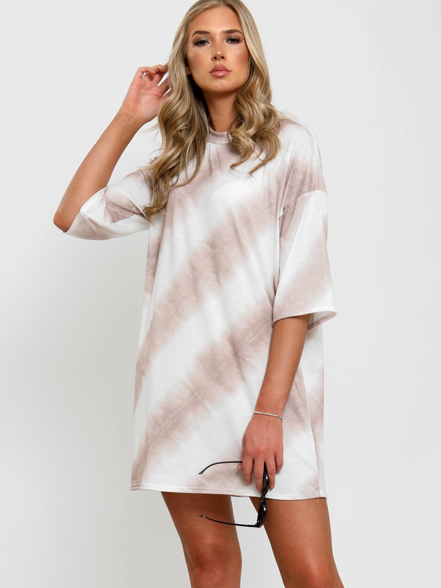 Tie Dye Stripe Oversized Boyfriend Tunic T-Shirt
