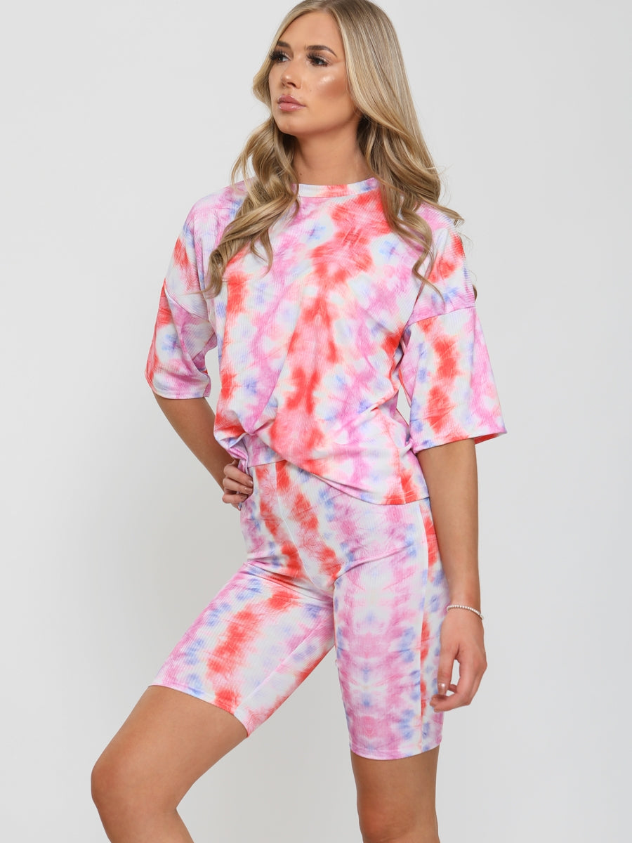 Ribbed Tie Dye Top & Shorts Co-ord