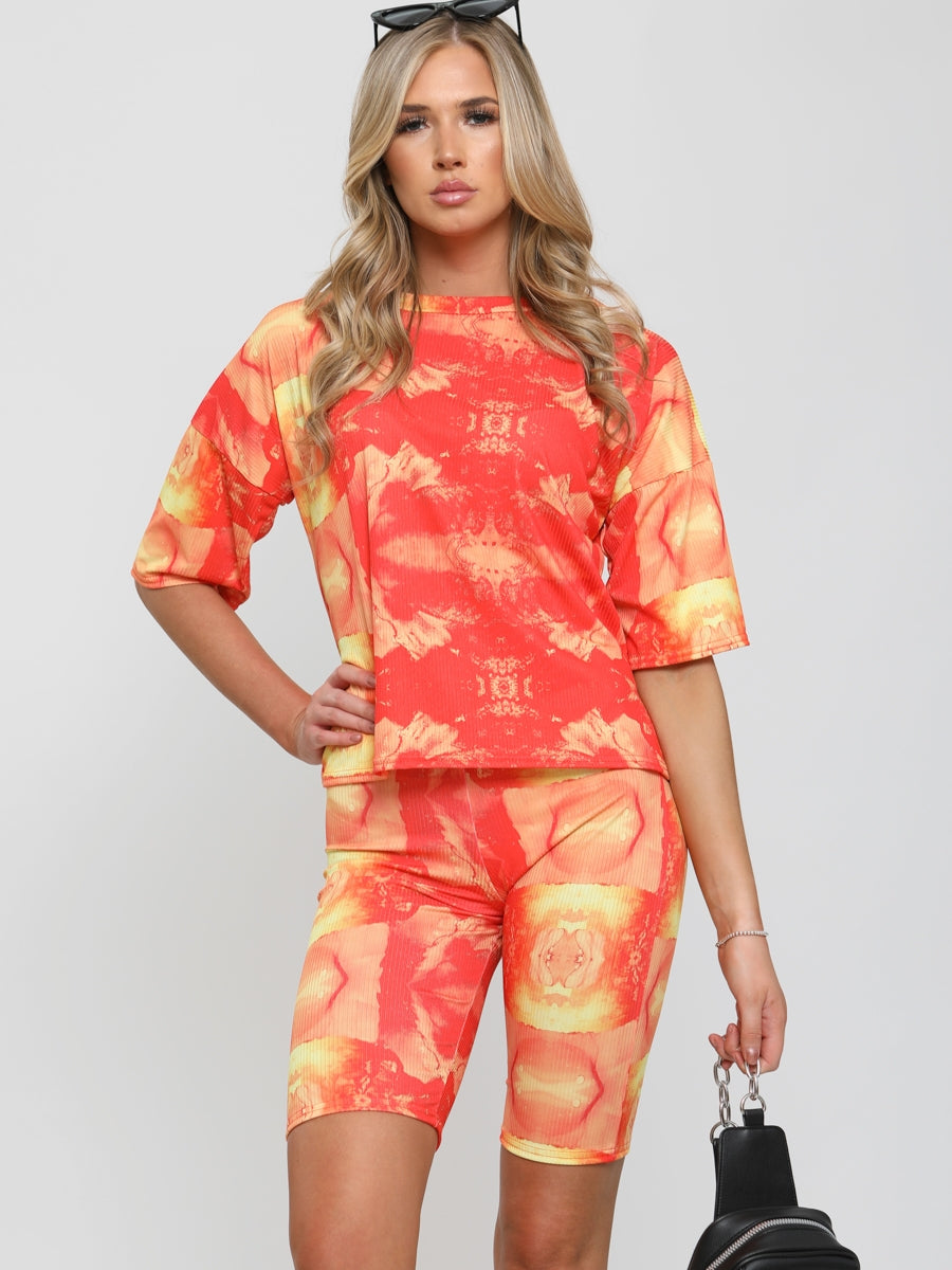 Ribbed Tie Dye Top & Shorts Co-ord