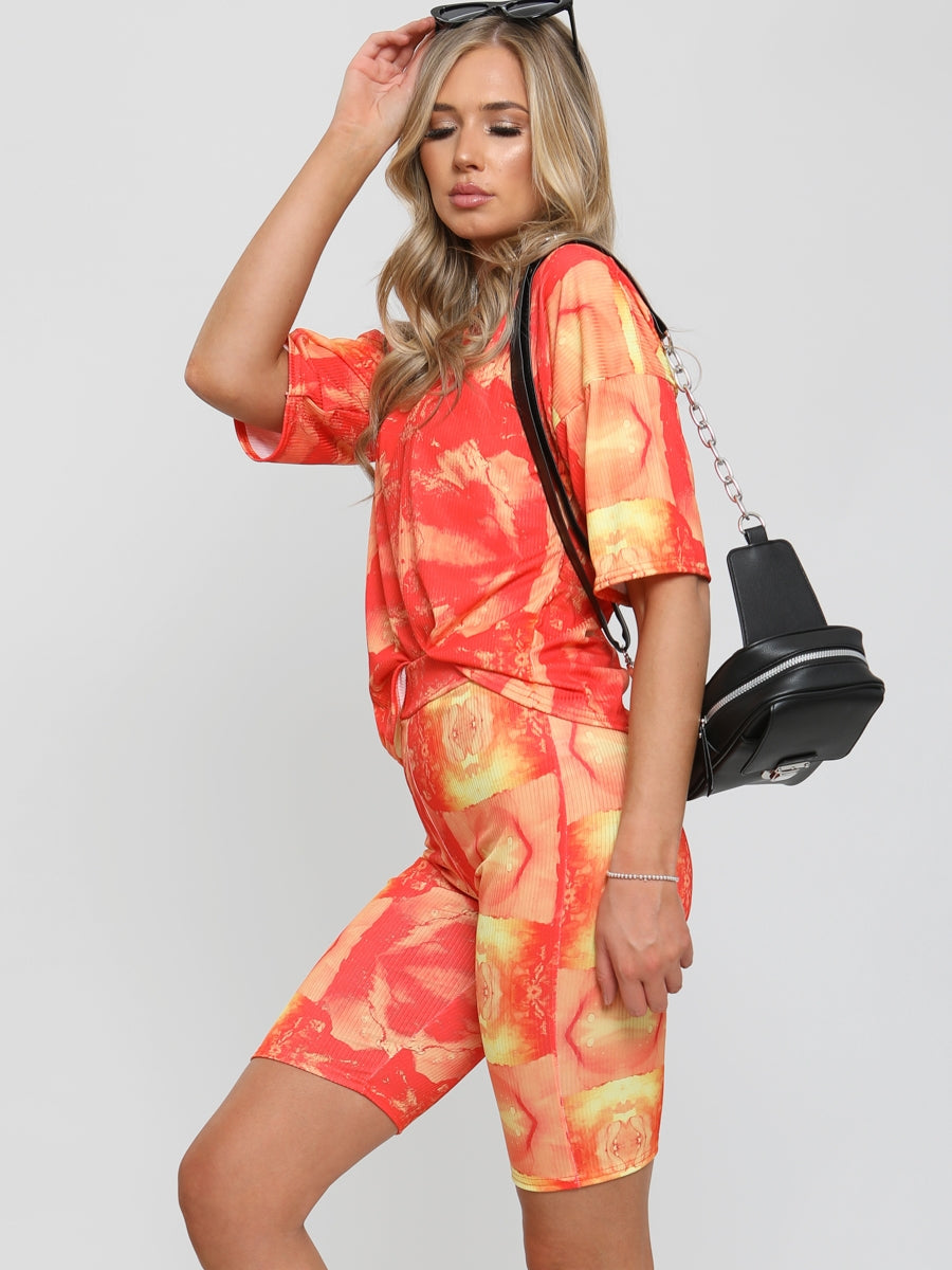 Ribbed Tie Dye Top & Shorts Co-ord