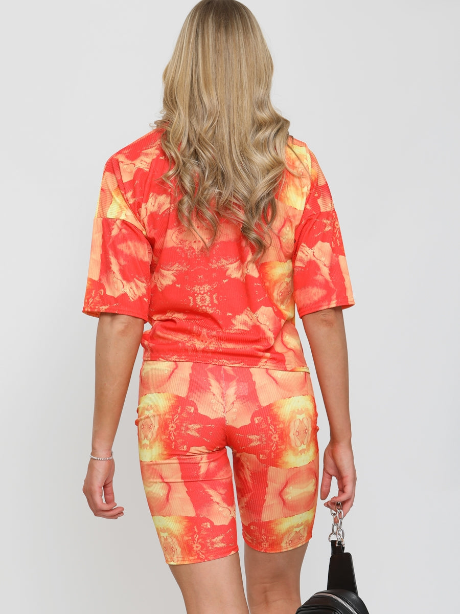 Ribbed Tie Dye Top & Shorts Co-ord