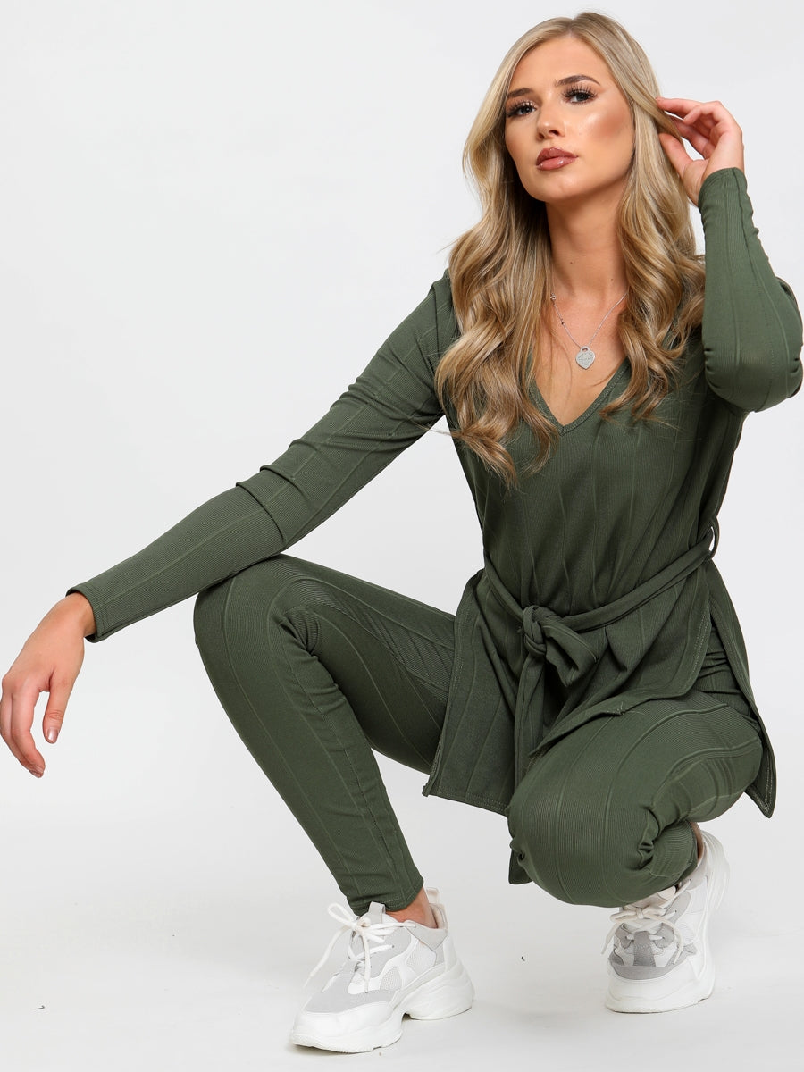 Ribbed Side Split Top & Trouser Co-ord