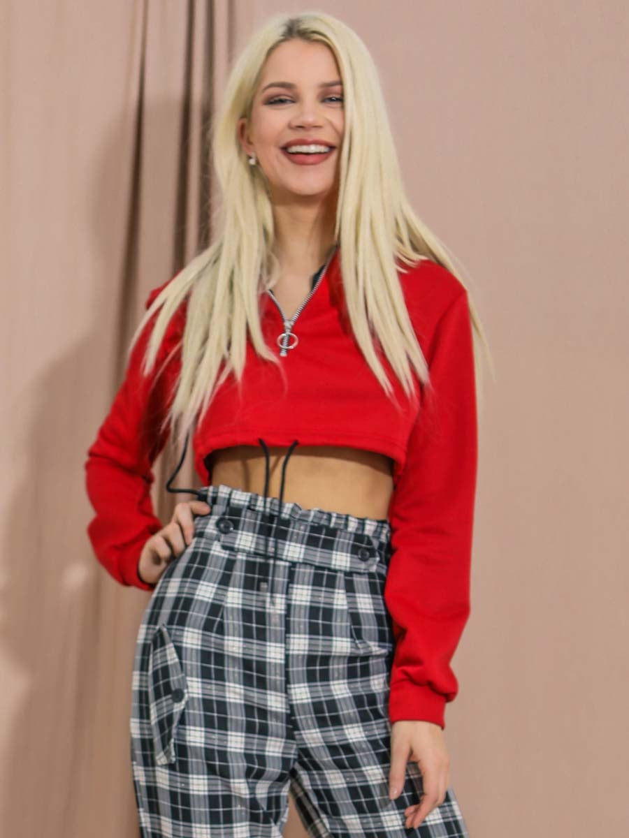 Zip Up Cropped Hoodie