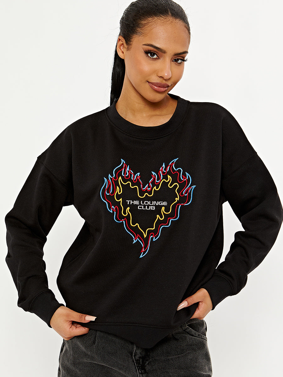 The Lounge Club Embroidered Oversized Sweatshirt Jumper