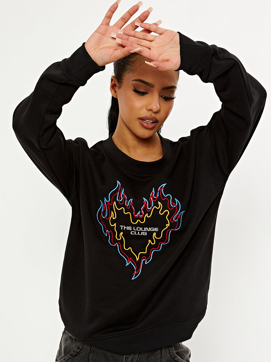 The Lounge Club Embroidered Oversized Sweatshirt Jumper