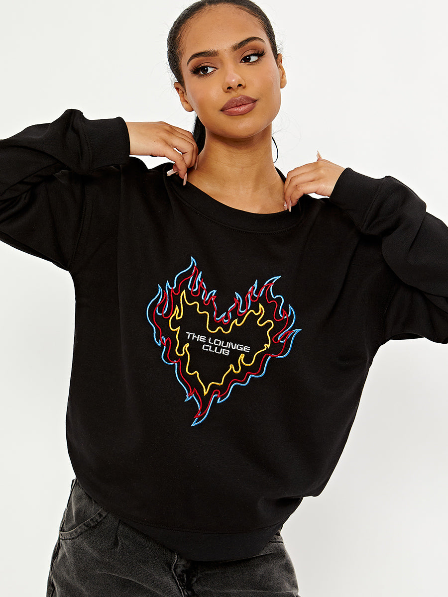 The Lounge Club Embroidered Oversized Sweatshirt Jumper