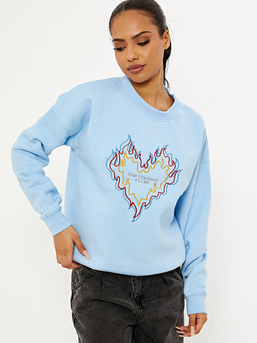 The Lounge Club Embroidered Oversized Sweatshirt Jumper