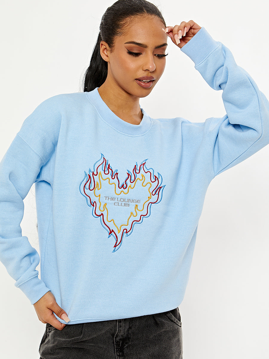 The Lounge Club Embroidered Oversized Sweatshirt Jumper