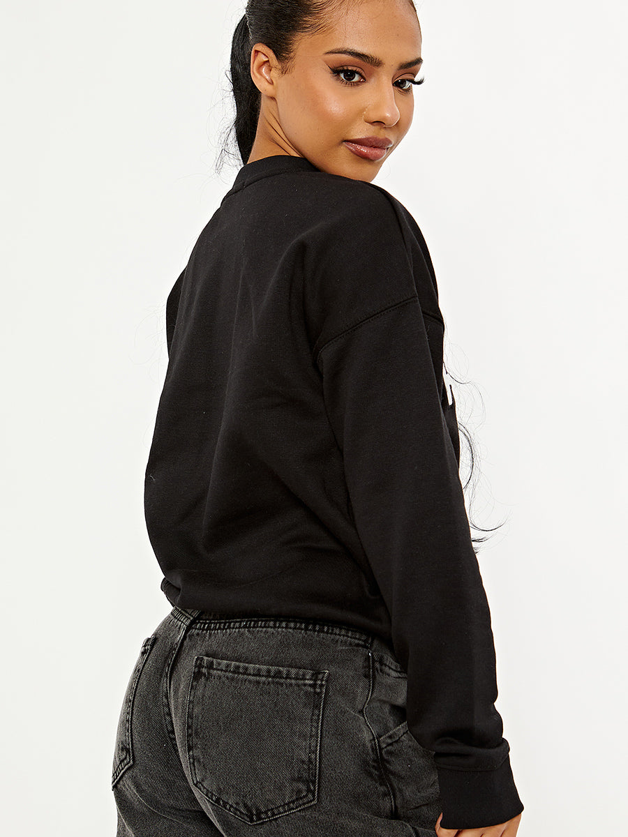 ATTITUDE Embroidered Oversized Sweatshirt Jumper
