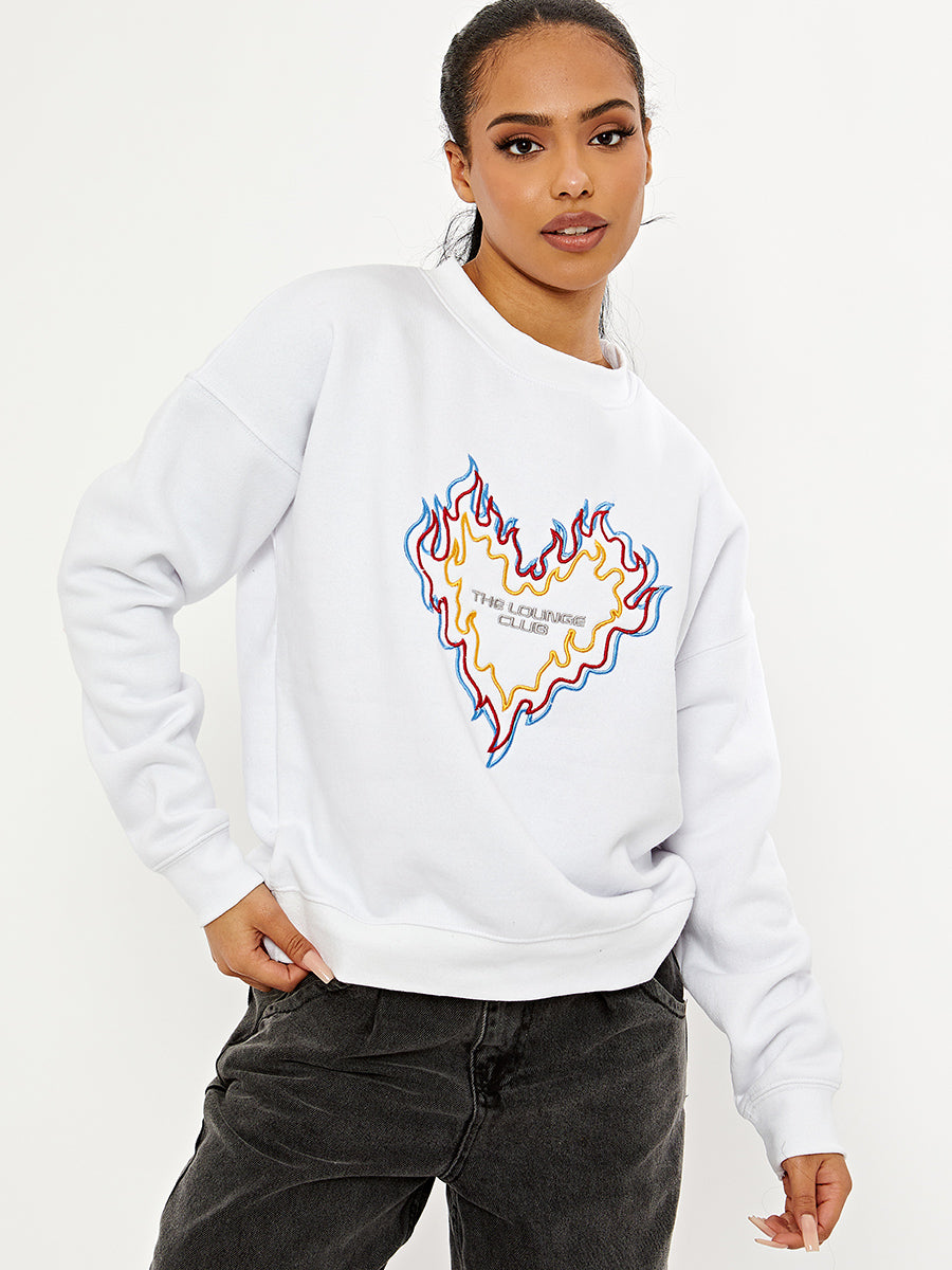 The Lounge Club Embroidered Oversized Sweatshirt Jumper