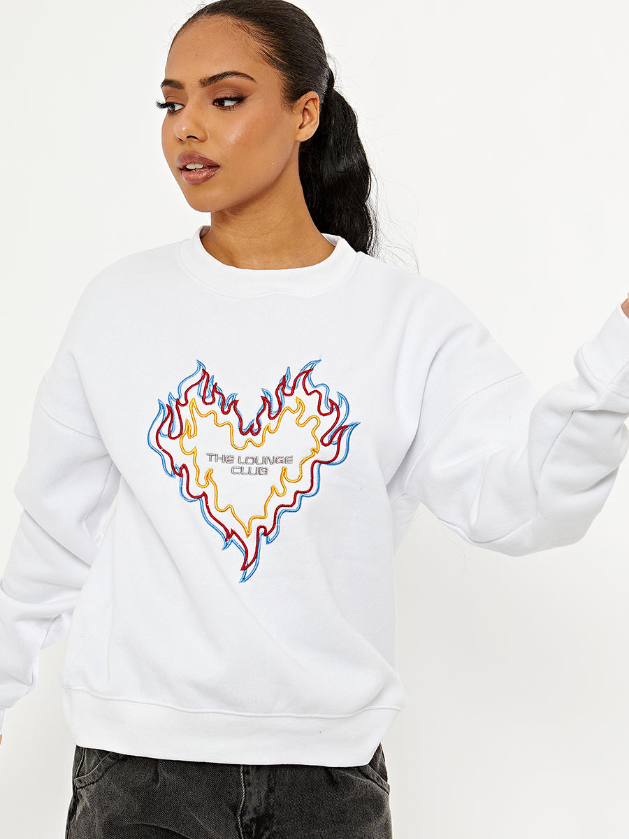 The Lounge Club Embroidered Oversized Sweatshirt Jumper
