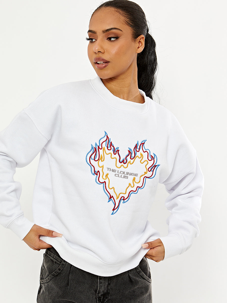 The Lounge Club Embroidered Oversized Sweatshirt Jumper
