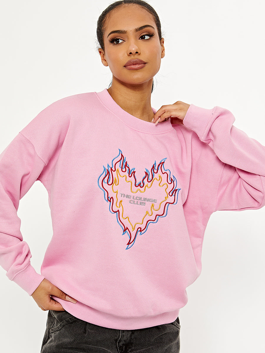 The Lounge Club Embroidered Oversized Sweatshirt Jumper