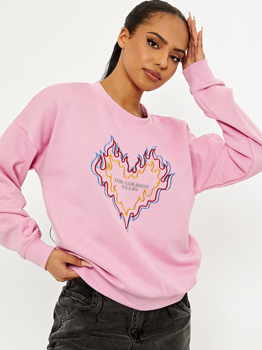 The Lounge Club Embroidered Oversized Sweatshirt Jumper