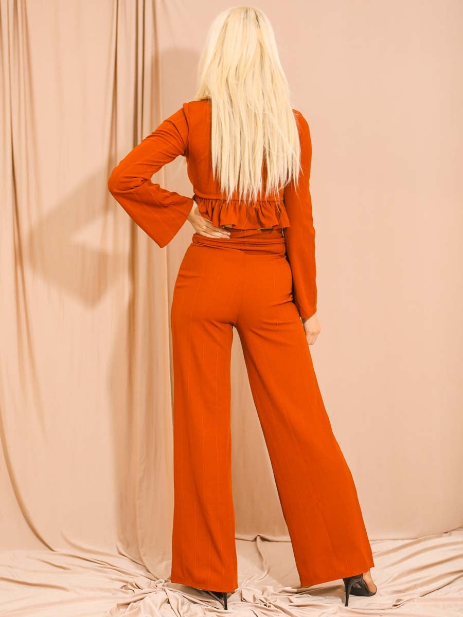 Ribbed Frill Hem Top & Trouser Co-ord