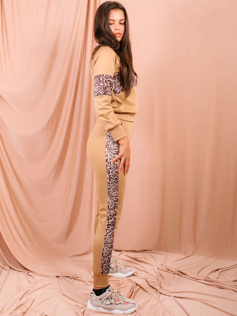 Leopard Print Panel Loungewear Co-ord