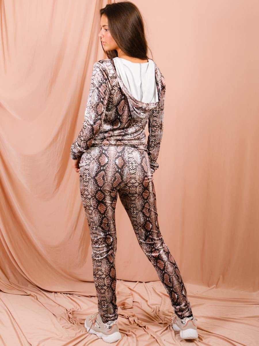Velour Snake Print Zipped Co-ord