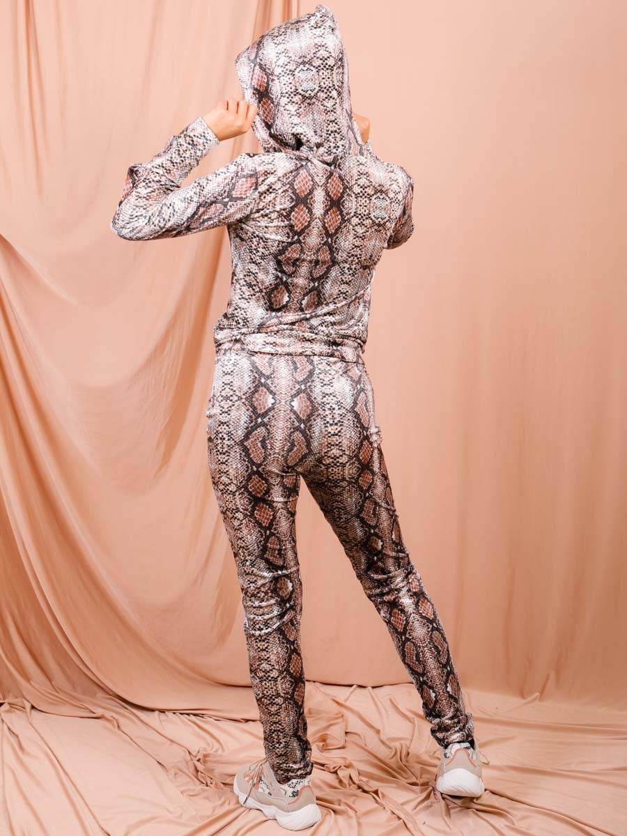 Velour Snake Print Zipped Co-ord