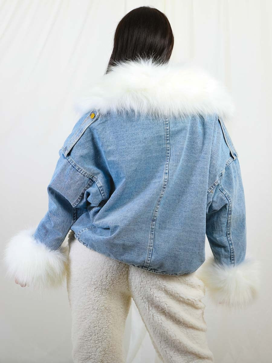 Oversized Faux Fur Lined Denim Jacket
