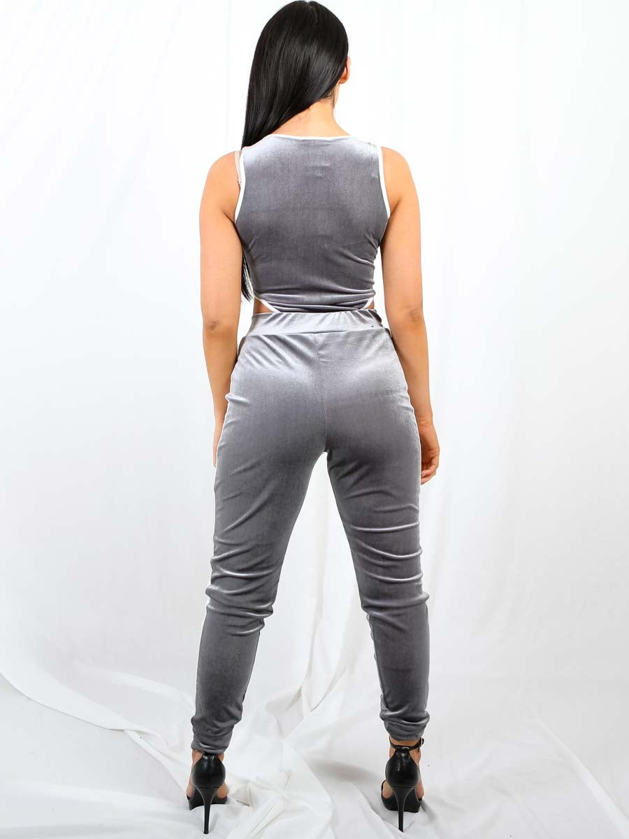 Velour Zipped Bodysuit & Trouser Co-ord