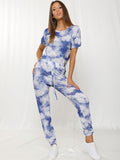 Tie-Dye Elasticated Sleeve Ribbed Boxy Co-ord