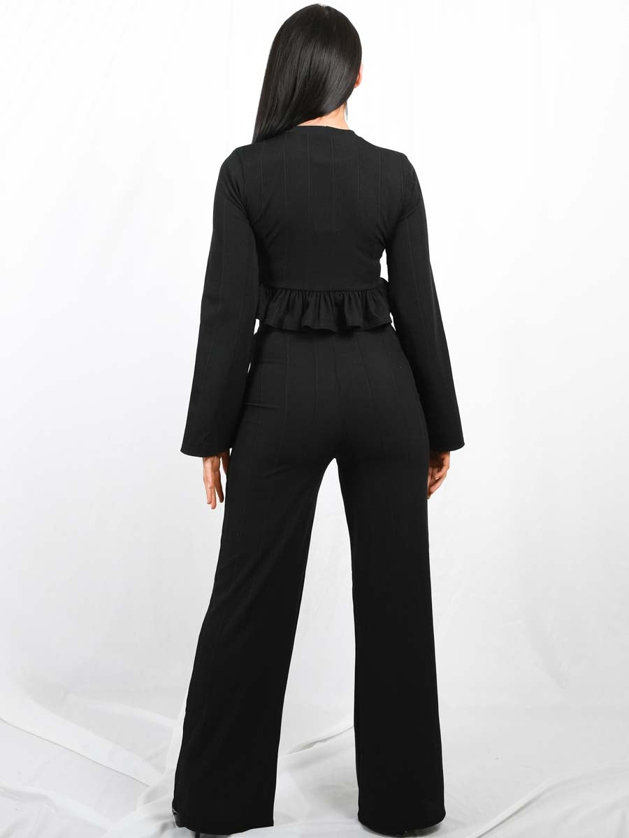 Ribbed Frill Hem Top & Trouser Co-ord