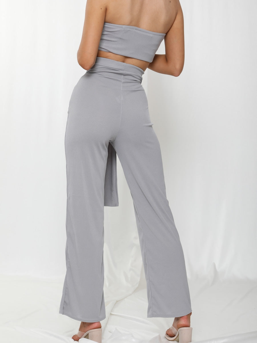 Ribbed Bandeau Crop Top & Tie Knot Trouser Co-ord